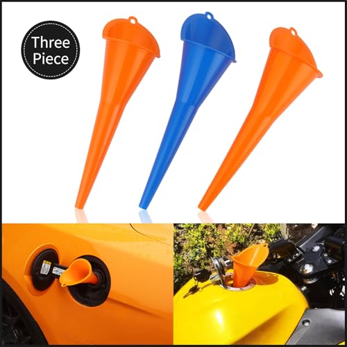 Oil Funnel 3-Pack, Multi Function Plastic Long Neck Oil Funnel - for All Automotive Oils Lubricants Engine Oils Water Diesel Fuel Kerosene
