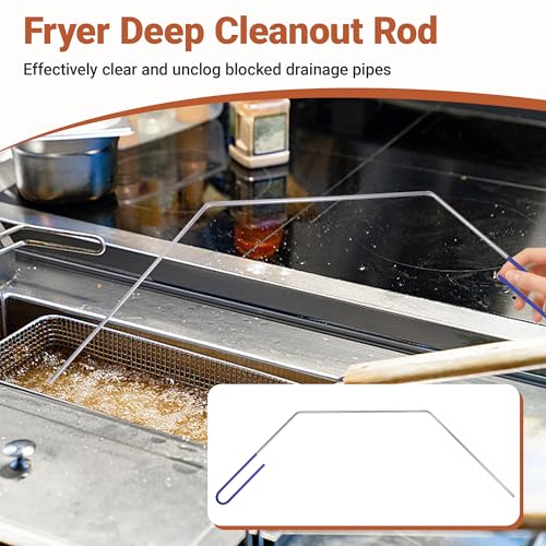 3 PCS Fryer Cleaning Tools, Deep Fryer Stainless Steel L-Shaped Brush, Cleanout Rod, Long Handle Basket Brush for Air Fryers, Deep Fryers - color: 3pcs Steel Brush