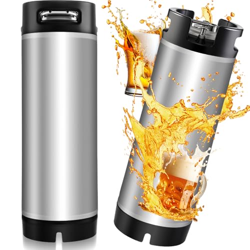 Maxdot 2 Pack New 5 Gallon Keg Ball Lock Keg Stainless Steel Beer Keg with Dual Rubber Handle Portable Corny Keg for Home Brew