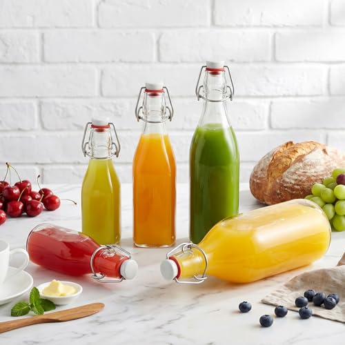 6 Pack 32oz Swing Top Glass Bottles – Flip Top Bottles with Stoppers for Vanilla Extract, Kombucha, Kefir, Home Brewing, Fermentation & Gifting, Includes Funnel & Extra Gaskets
