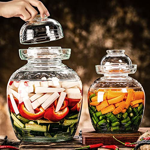 Pickle Jar, 1.5 Liter Fermentation Kimchi Jar with Water Seal Lid | Food Grade, Clear Glass, for Making Pickles Kimchi Sauerkraut and Fermenting Vegetables Relishes Fruits, Kombucha - size: 1.5L