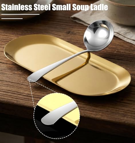 7.9 Inch Small Soup Ladle, Stainless Steel Gravy Ladle Stainless Steel Mirror Polished for Spooning Sauces or Gravies (Silver)