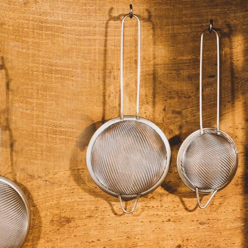 3 Pcs Fine Mesh Strainers with Handle, Stainless Steel Sifter Metal Strainer Set, Small Mini Sieve for Kitchen, Tea, Cocktail, Juice Coffee