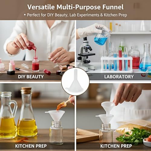 200PCS Mini Clear Plastic Funnel Little Small Funnel, Sand Art, Perfume, Spice, Powder, Essential Oil, Recreational, Kitchen Food Grade Small
