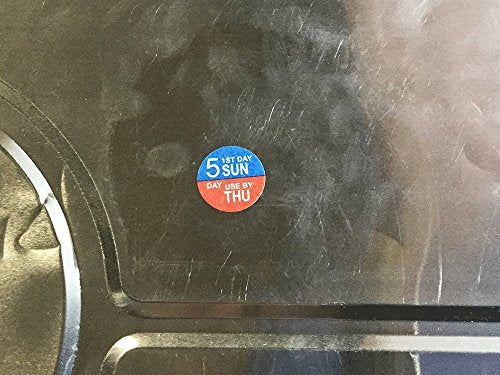 Dissolvable Saturday Through Wednesday 5 Day Food Rotation Labels, 3/4 Inch Use By Stickers, 500 Total Adhesive Labels on a Roll for Restaurant and Kitchen Prep – Made in the USA - color: Sunday