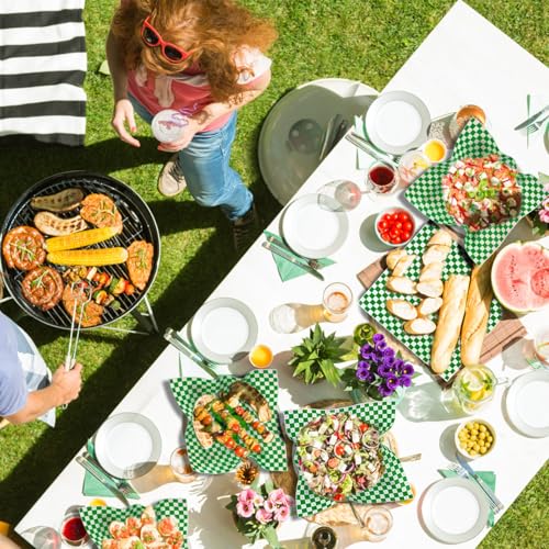 100pcs Deli Paper Sheets 12x12", Premium Food Basket Liners, Grease Resistant Wax Paper Sheets for Food, Classic Checkered Sandwich Wrapping Paper (Green & White) - color: Green & White