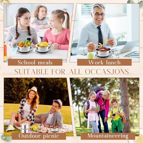 4 Pcs Stainless Steel Bento Box Bulk 22 oz Reusable 304 Stainless Steel Food Storage Containers with Lockable Clips to Leak Proof, Dishwasher Safe - size: 22 oz