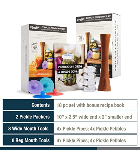 Masontops Complete Mason Jar Fermentation Kits - Wide & Reg Bundle Vegetable Fermenting Set - DIY Equipment Essentials