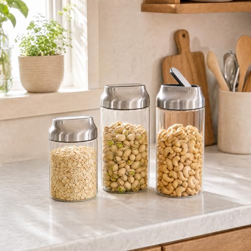 Aelga Glass Storage Jars with Lids - 44oz Sugar Coffee Canister Clear Airtight Food Containers for Coffee Beans, Pasta, Nuts, Cereal & More - size: 44 OZ