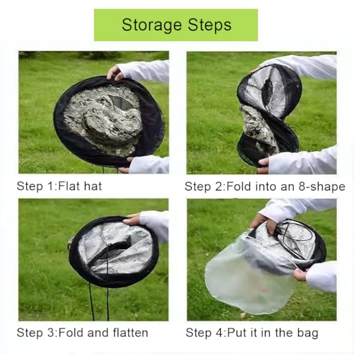 Mosquito Net Hat Adjustable Beekeeper Hat Lightweight & Foldable Bug Head Net for Outdoor Hiking Camping UV Protection Polyester Mesh for Men & Women Grey