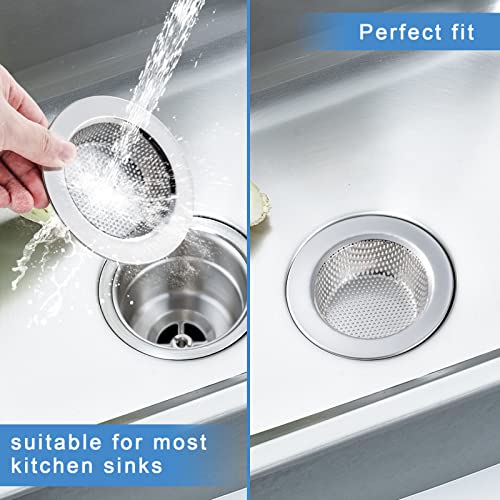 Honmein 2 Pcs Sink Strainer for Most Kitchen Sink Drain Basket, Upgraded Double-Layer Safe Design Kitchen Sink Strainer (Outer Diameter 4.5 Inch) - color: Silver(2 Pcs)