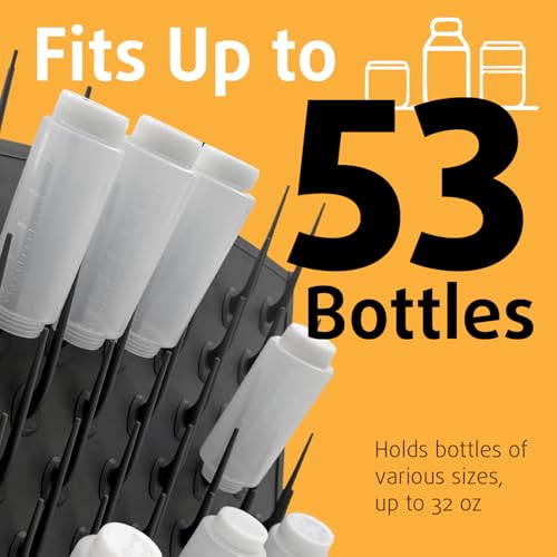 Bottle Drying Rack Kitchen Organizer, Wall Mounted Commercial Dryer for Squeeze Sauce Bottles Glassware, Lab Drying Racks, Test Tube Holder, Sink Drain Rack (53 Pegs) - size: 53 Pegs