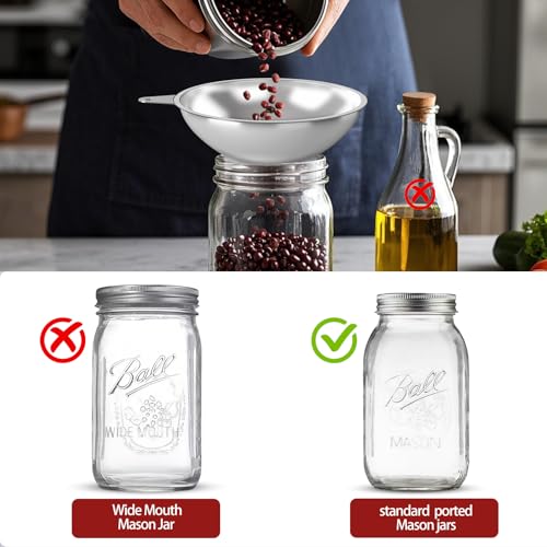 Serinar Stainless Steel Metal Canning Funnel with Removable Strainer, for Jams, Pickles and Home Preserving, Dishwasher Safe Kitchen Tool (2.26 Inch Standard Bore for Standard Mouth Mason Jars).
