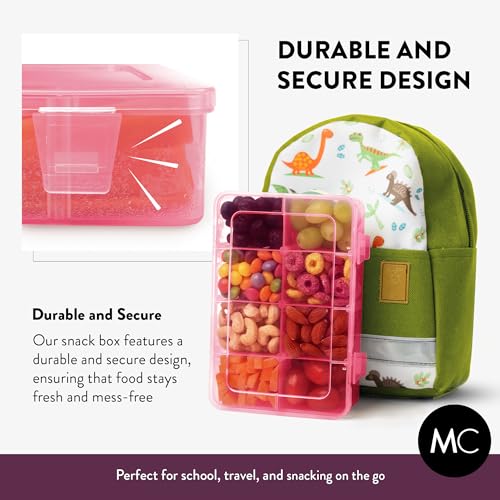Snack Box Containers Set of 2-Reusable,100 Dissolvable Labels, 8 Adjustable Compartments, Dishwasher Safe, BPA-Free, Meal Prep Container, PARENT TESTED PARENT APPROVED AWARD (2 Pack) (Pink) - color: Pink, size: Small