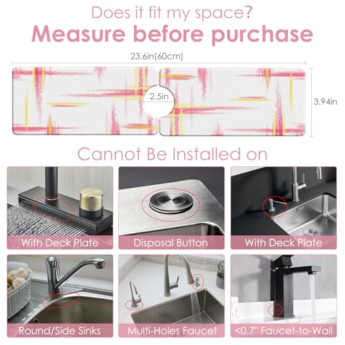 3 PCS Large Stone Dish Drying Mat for Kitchen Counter -24"x16" Absorbent Diatomaceous Earth Mat with Stone Faucet Mat & Soap Tray - Quick Dry, Collapsible, Non-Slip Countertop Organizer - color: pink gold texture