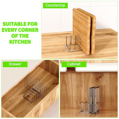 Cutting Board Organizer, 304 Stainless Steel Chopping Board Holder & Pot Pan Lid Rack, Kitchen Shelf Organizer for Bakeware, Cookie Sheets & Trays - size: 1.0 in Slots - 1 Pack