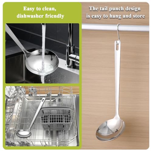 Berglander Stainless Steel Soup Ladle, 11.8" Durable Ladel Spoon for Serving or Cooking, Dishwasher Safe, Durable & Rust-Resistant Cooking Utensil
