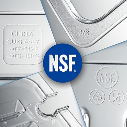 CURTA 6 Pack NSF Food Pan Cover, 1/4 Size Clear Polycarbonate Lid with Handle for Commercial Food Pan, Dishwasher & Freezer Safe Plastic Clear - color: 1/4 Size, size: Handled Lids
