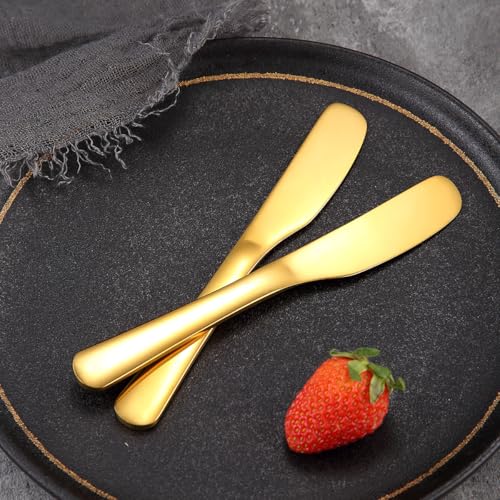 Homquen Stainless Steel Butter Knife, Gold Butter Knives, Butter Spreader, Butter Spreader Knife for Kitchen Restaurant Party, Kitchen Gadgets, Set of 4 - color: 2. Gold