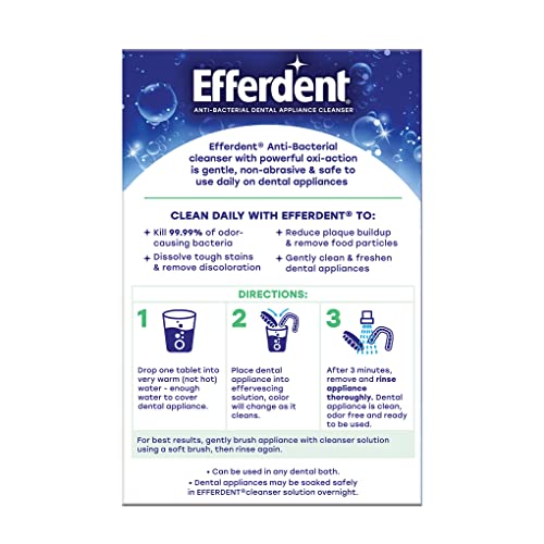 Efferdent Retainer Cleaning Tablets, Denture Cleaning Tablets for Dental Appliances, Minty Fresh & Clean, 126 Count (Pack of 2) - size: 126 Count (Pack of 2)