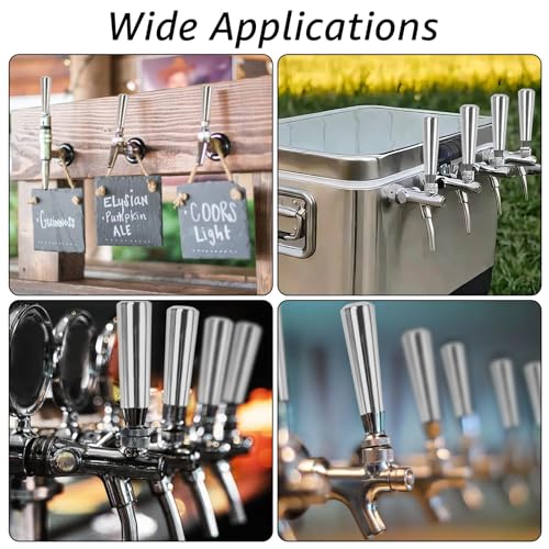 MRbrew Beer Tap Handle 304 Stainless Steel Beer Faucet Handle 2 PCS, Standard 3/8”Threading Kegerator Tap for Kegerator Tower Stout Nitro Coffee
