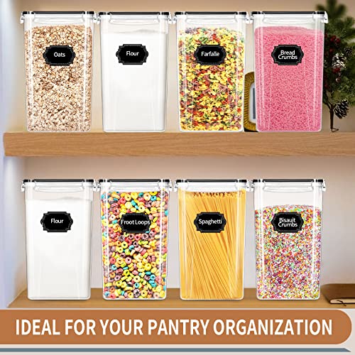 4pcs Large Tall Airtight Food Storage Containers with Lids - 6.5L / 5.9qt | Pantry Kitchen Organizers and Storage, Airtight Food Canisters with Lids for Kitchen, Pantry Organization, BPA Free, Black - size: 6.5 l