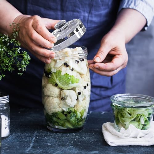 Year of Plenty Fermentation Weights - NonSlip Grip Handle - for Fermenting Sauerkraut, Pickles, Kimchi in Wide Mouth Mason Jars - Lead/Cadmium Free - (Set of 4)
