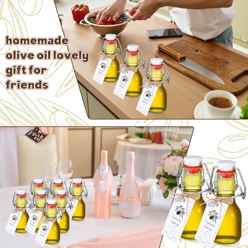 20 Sets Mini Limoncello Bottles Small Swing Top Glass Bottles Tiny Jar for Table Centerpieces Beverages Homemade Christmas Baby Shower Wedding Party Favors for Guests(2oz,Olive) - size: 2oz, style: Olive