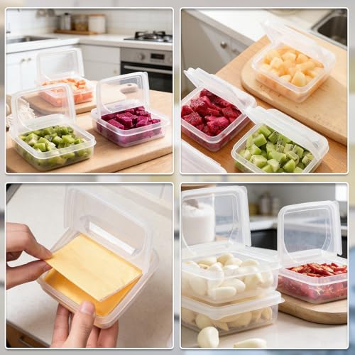 Sliced Cheese Container for Fridge, Clear Butter Block Slice Storage Box with Flip Lid for Refrigerator Food Vegetable