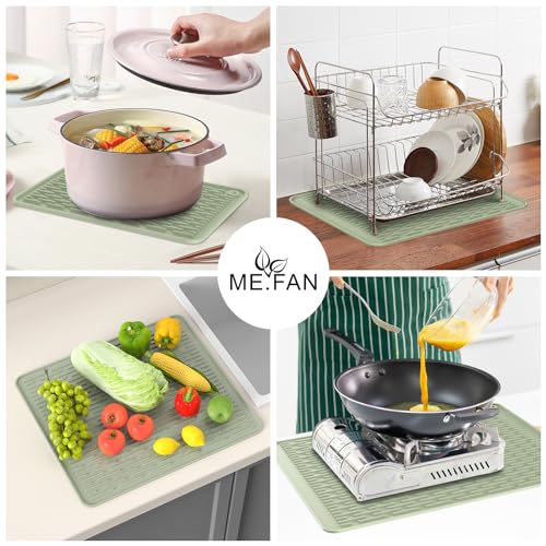 ME.FAN Silicone Dish Drying Mat for Kitchen Counter, Dish Drying Pad for Sink, Refrigerator or Drawer, Countertop Protection Pad S - 12'' x 8'' - Desert Sage - size: 8" x 12"