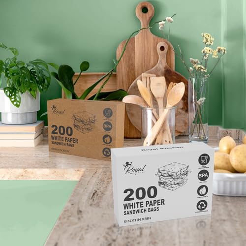 Kraft Paper Sandwich Style Bags (200) 6"x 1"x 8" Dry Wax Grease Resistant Bags. Perfect for Sandwiches, Cookies, Pastries, Take Out, and Gifts. Made in USA. - color: Brown