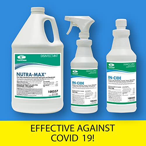 Nutra-Max Hospital Grade Disinfectant, EPA List N & G, Kills 99.9% Viruses & Bacteria, 1:32 Concentrate Makes 32 Gallons, Commercial Multi-Surface Cleaner For Home