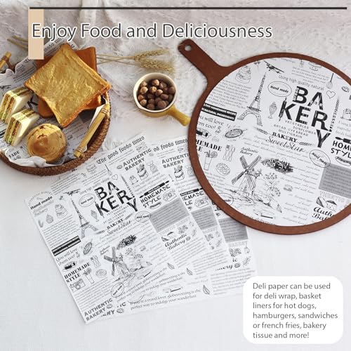 10" x 10" Food Paper Sheets (100 Pack) - Premium Deli Paper Sheets - Greaseproof Liners for Food Boats - Pre Cut Sandwich Wrappers - Food Basket Sheets for Baking, BBQ, Picnic, Festival - color: 10" x 10"