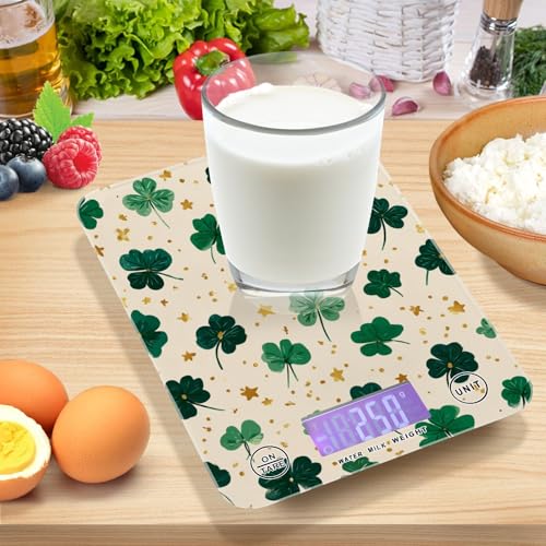 Food Scale Kitchen Scale for Baking Cooking Digital Food Weighing Measuring Scale Small Waterproof Electric Food Scale Green Clovers and Stars - color: Green Clovers and Stars