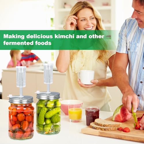 Fermentation Kit 2 Lids 2 Weights for 86MM Wide Jar | Upgraded Airtight Lids, Glass Weights, for Sauerkraut, Pickles,Kimchi,Easy Storage (Jars Not Included)