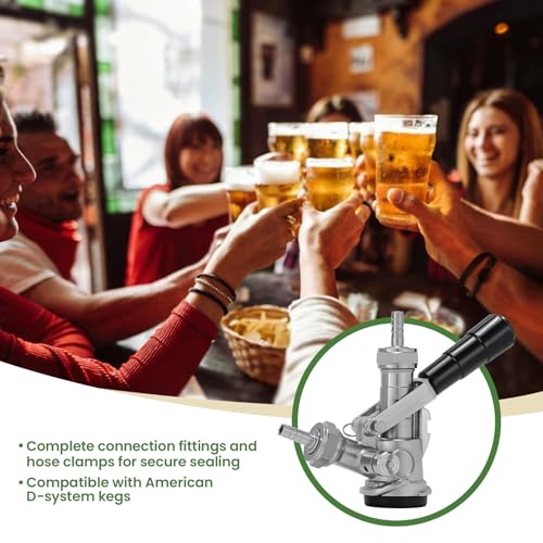 Keg Coupler Sankey D Tap - 304 Stainless Steel Probe, High Material D System for 5/16" ID and 5/8"ID Hose, US Sankey Compatible Beer, Keg Dispenser