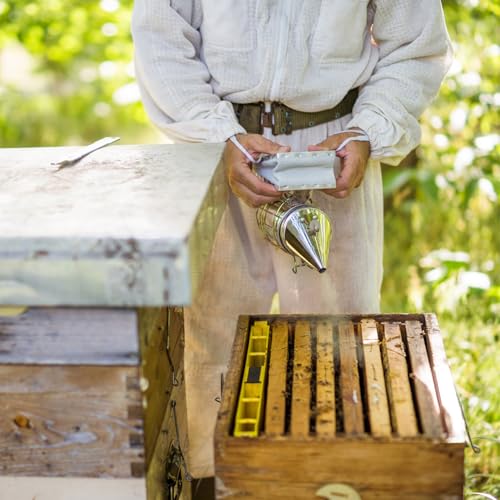 Blisstime Bee Hive Bee Smoker Stainless Steel with Heat Shield Beekeeping Supplies and Equipment