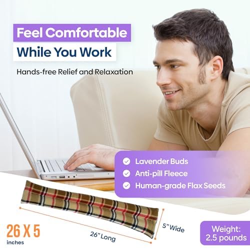 SunnyBay Microwave Heating Pad, Microwavable Heated Neck and Shoulder Wrap, Soothing Weighted Moist Heat or Ice Pack with Flaxseed and Lavender, 26x5 Inches, 2.5 lbs, Made in USA, London - color: Lavender - London