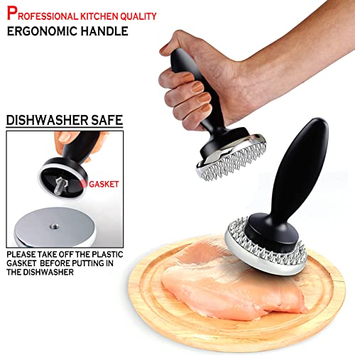 Reversible Meat Tenderizer and Pounder Dual Sided Meat Tenderizer Mallet Marinating Prep Tool, Mysterious Black