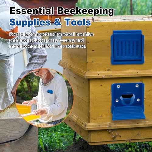 Bee Hive Entrance Reducer,6 Pack Beekeeping Supplies,Blue Plastic Beehive Entrance Reducer,Beehive Ventilation Opening Window,Portable Bee Nest Door Entrance,Bee Hives Boxes Starter Kit for Beekeeper - color: Blue-6pcs