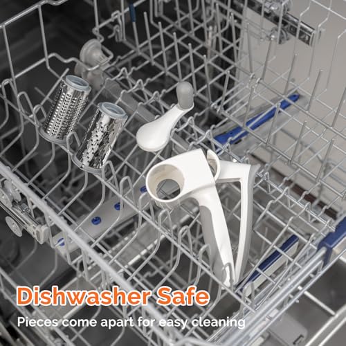 UHIYEE Patented Rotary Parmesan Cheese Grater, Hand Crank Cheese Shredder with Fine & Coarse Drums, Restaurant Quality, White, Stainless Steel & ABS, Dishwasher Safe - color: White