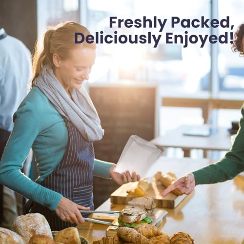 Fit Meal Prep 200 Pack Paper Sandwich Bags 7 x 6”, Greaseproof Snack Bags, Food Grade Pastry Bag, Recyclable Small Paper Bags, Cookie Sleeves, Food Packaging for Bakery, Donuts