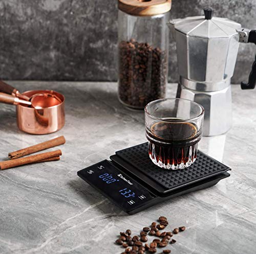 KitchenTour Coffee Scale with Timer 3kg/0.1g High Precision Pour Over Drip Espresso Scale with Back-Lit LCD Display (Batteries Included) - size: EK6002