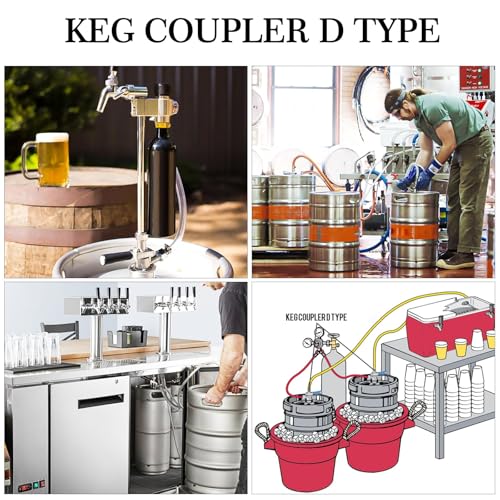 Keg Coupler 304 Stainless Steel Probe Sankey Keg Coupler D System Keg Tap for Kegerator 5/16 Barbs G5/8 Nuts US Sanke D Beer Coupler Beer Keg Coupler D Coupler Keg Tap for Beer - size: D System
