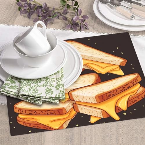 Microfiber Dish Drying Mat for Kitchen Countertop, Absorbent Large Kitchen Dishes Pad with Hook Washable Dish Drainer Mat, Cheese Sandwiches Dish Drying Pad 16x18 Inch