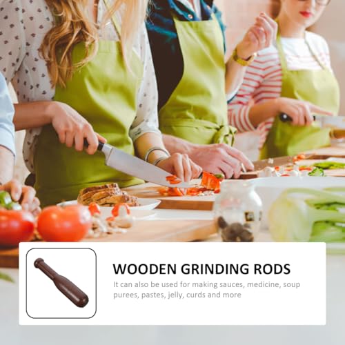 7.6in Wooden Pestle Wenge Wood Garlic Crusher Manual Spice Grinder Rod Semicircular Head Food Masher Tool for Kitchen Mortar Sauerkraut Pounder