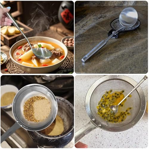 Stainless Steel Spoon and Slotted Spoon Set (2-Piece),Scoop Spoon,Skimmer Ladle Tool Set - size: Large