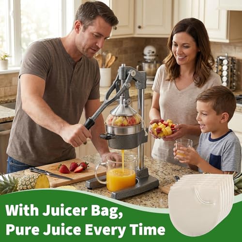 6 Pack Juice Bags, 8.66 x 8.66 Inch Juicing Bag for Cast Iron Juicer, Reusable Cheesecloth Bags for Straining, Fine Mesh Structure for Pure Juice, No Pulp or Seeds, with Drawstring, Round
