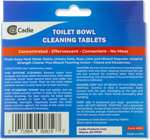 Cadie Toilet Bowl Cleaning Tablets - Automatic Drop-in Bleach 12 Blocks that Cleanse Bathroom at Home & Commercial | Removes Stubborn Stains, Rust, Lime, Mineral Deposits - 2 Pack - size: 2 Pack