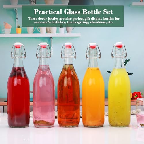 8 Set,Flip Top Glass Bottle,32oz Glass Bottle with Airtight Lid, Kombucha Bottles with Sealed Rubber Lid for Oil, Beer, Soda Water, Vinegar, Lemonade, Juice, Honey, DIY Storage Containers - size: 32oz-8pcs